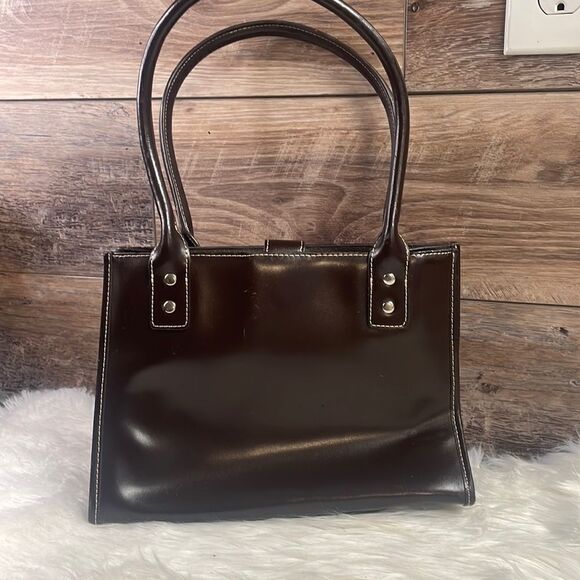 Wilson Leather Satchel Purse, Dark Brown Leather - Picture 1 of 12